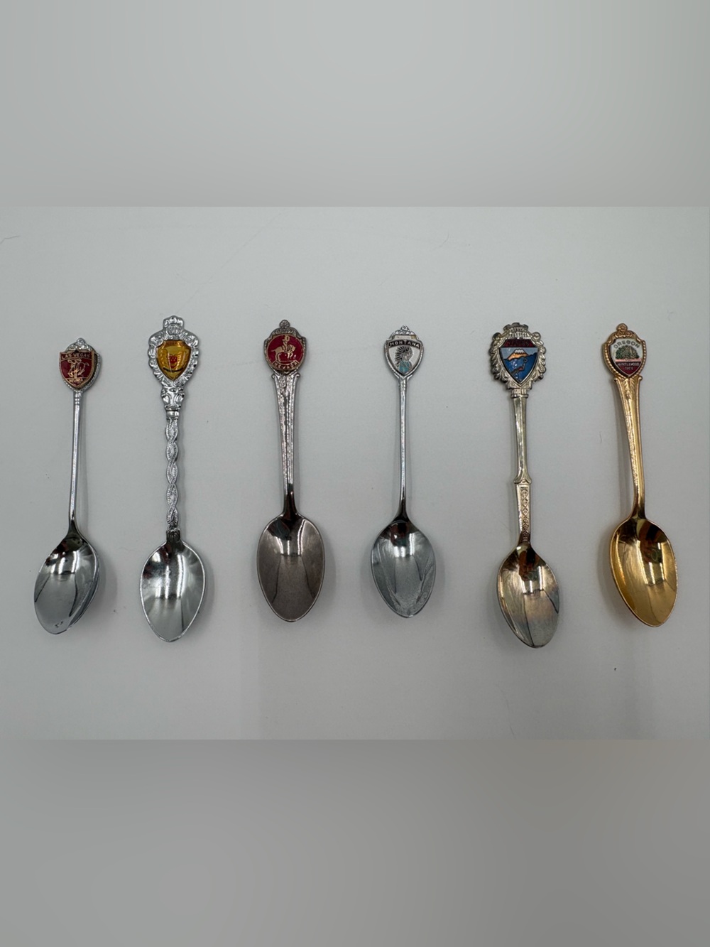 Vintage Souvenir Spoon Lot of 6 Japan Singapore Las Vegas Montana Oregon Nevada